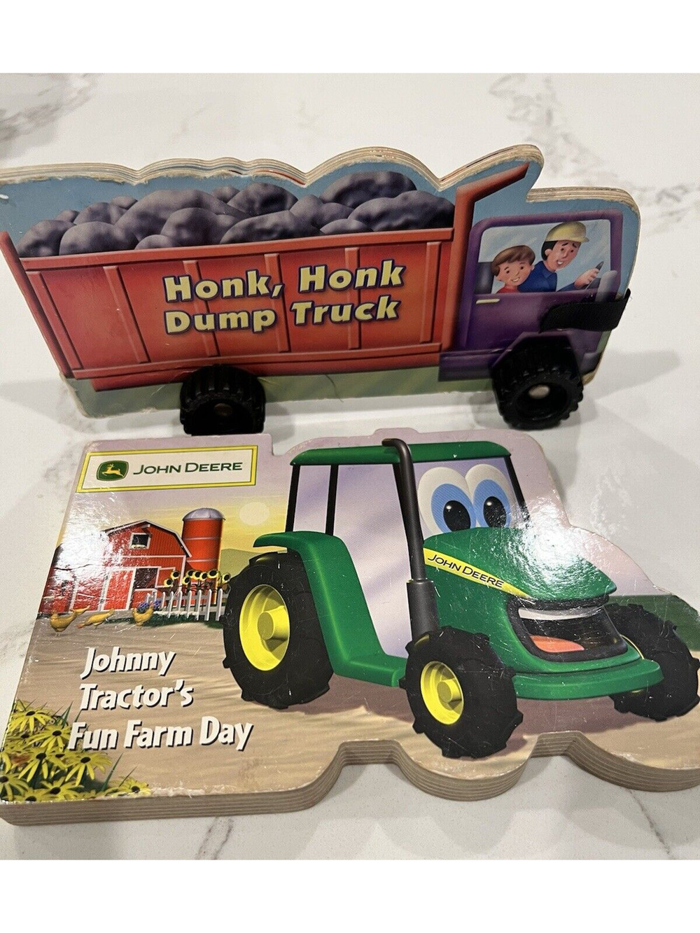 Vintage Childrens Cardboard Books-Trucks/John Deere Tractors-Set of 2
